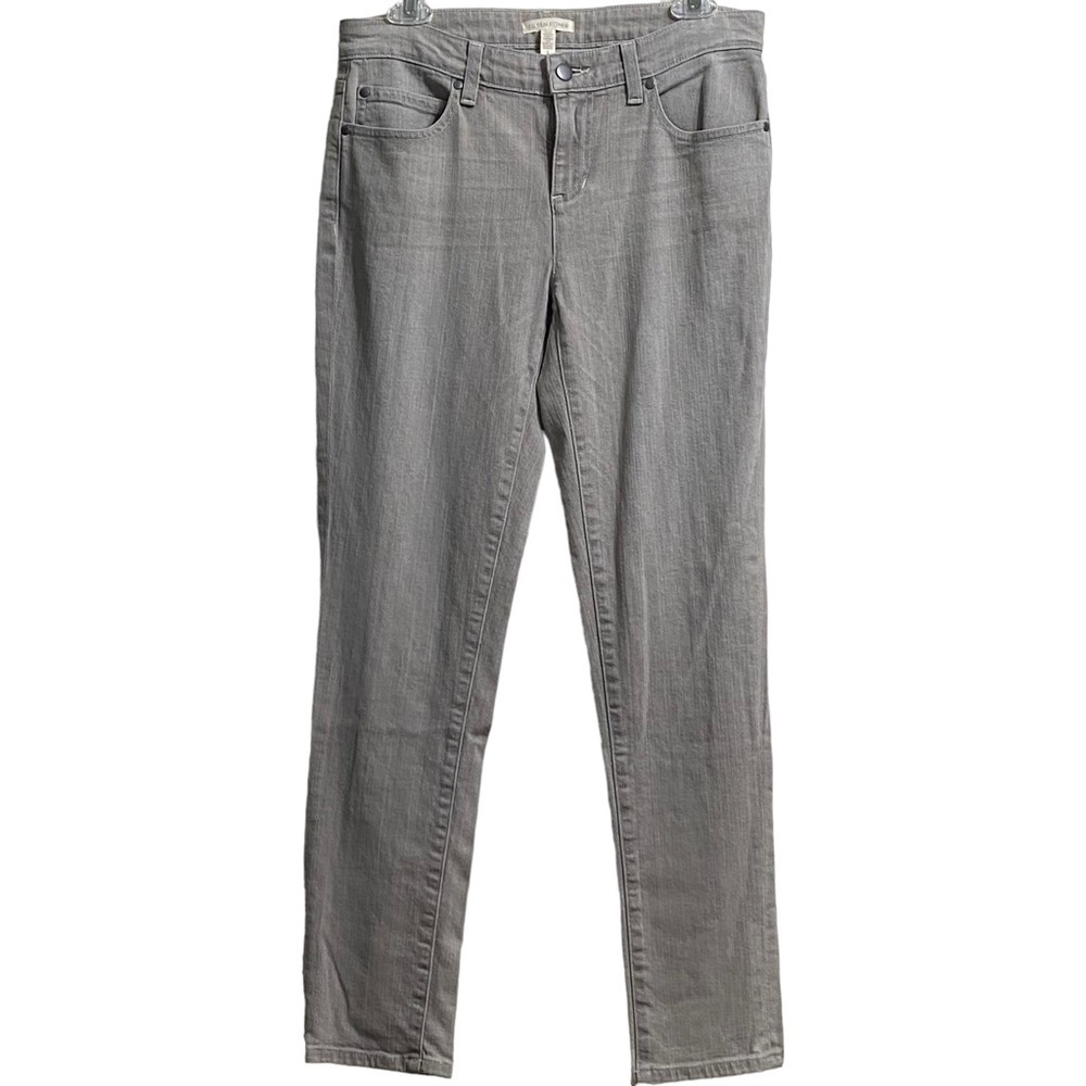 Eileen Fisher Gray Organic Cotton Stretch Cigarette Jeans Mid Rise Size 2